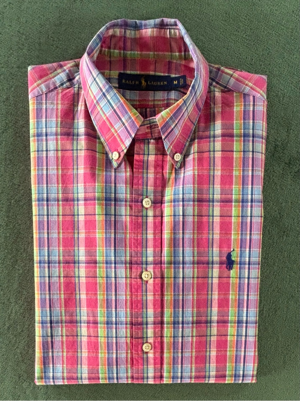 Ralph Lauren Pink Multicolor Plaid Button-Down Shirt, Size: M (6542)